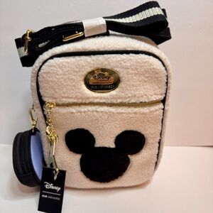 NWT Our Universe Disney Mickey Mouse Ski Sherpa Convertible Crossbody Bag.